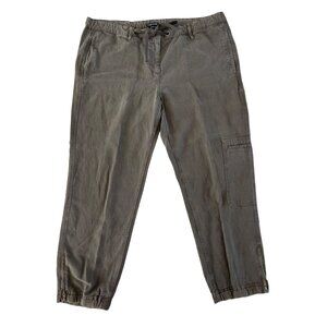 Eileen Fisher Womens Linen Lyocell Cargo Utility Pants Ankle Zip Army Green Size